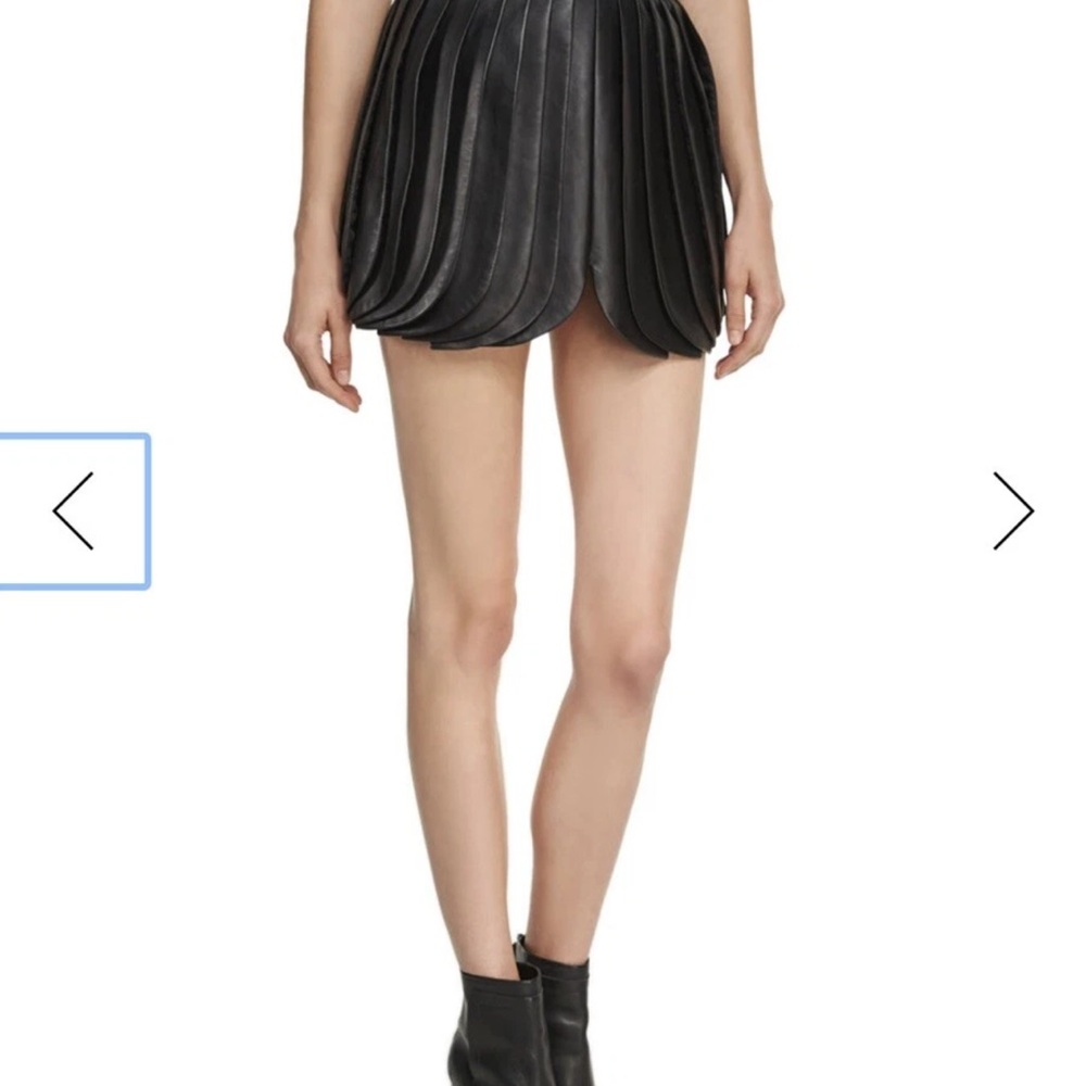 Brandon Maxwell leather Black Pleated Skirt size 0-2
